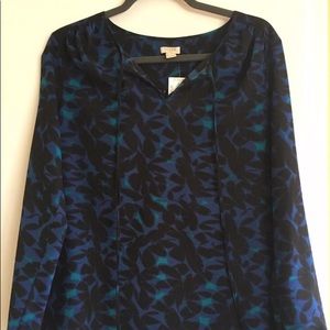 Jcrew blue and black floral blouse. New!